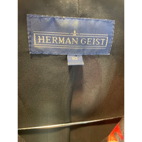 Herman Geist Womens Floral Button-Up Jacket Size 10 Black Red Gold Flower Print - Picture 5 of 10